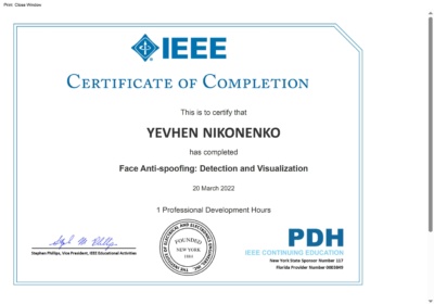 Certificate 2022 Face Anti-spoofing Detection and Visualization Meridian Global 2010.1