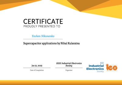 Certificate IES 2023 SC applications certificate